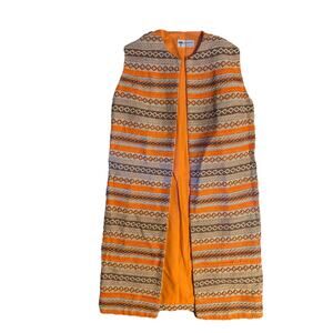 Vintage Jeannet’s Originals Tapestry vest 70's Carpet Cardigan Maxi Coat S/M